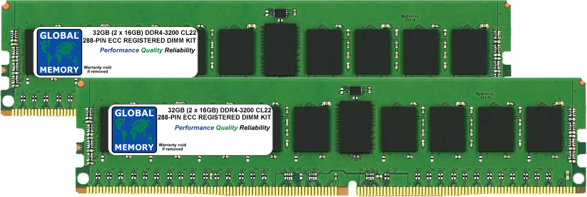 32GB (2 x 16GB) DDR4 3200MHz PC4-25600 288-PIN ECC REGISTERED DIMM (RDIMM) MEMORY RAM KIT FOR HEWLETT-PACKARD SERVERS/WORKSTATIONS (4 RANK KIT CHIPKILL)